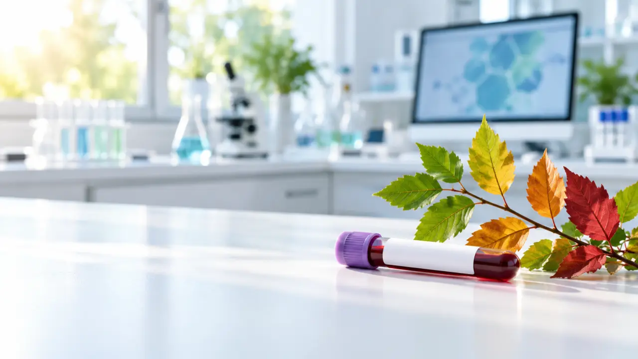 Laboratoire moderne et tubes destinés à l'analyse d'un bilan sanguin